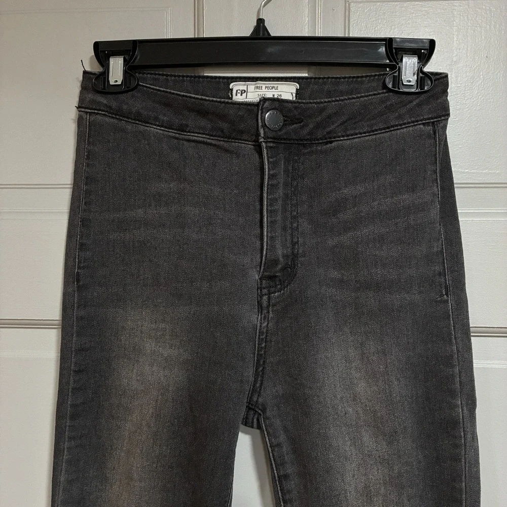 Free People Women Jeans 26 Just Float On Flare Bell Bottom Stretch‎ Raw Hem Boho
